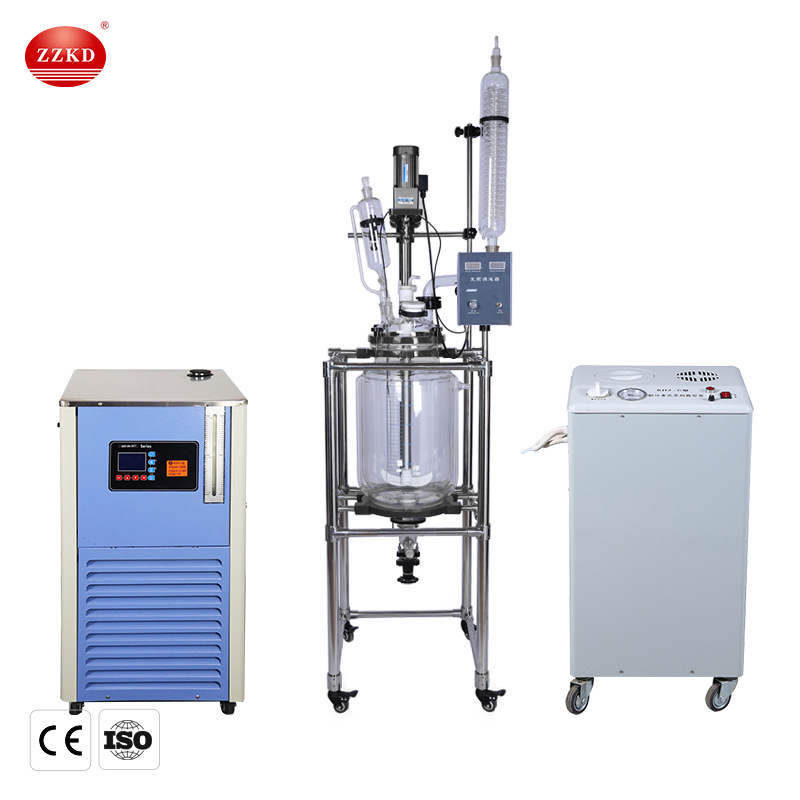 20L 50L laboratory glass jacketed reactor chemical installation