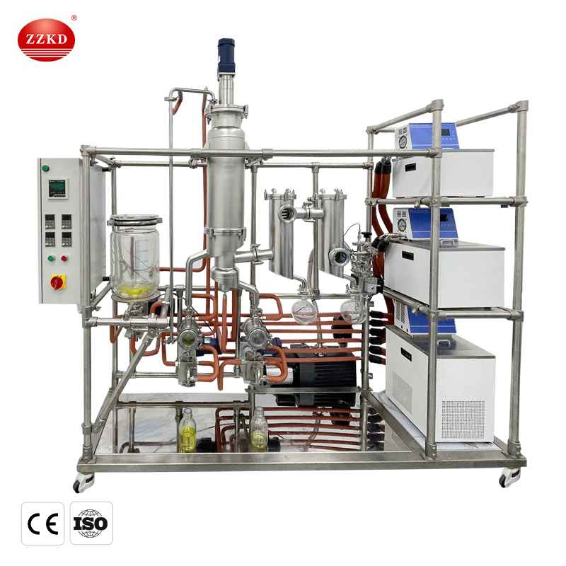 This molecular distillation is made of stainless steel, anti-rust, anti-corrosion, has good chemical properties, and is equipped with complete equipment. It is widely used in the extraction of hemp (CBD), essential oil and fish oil.